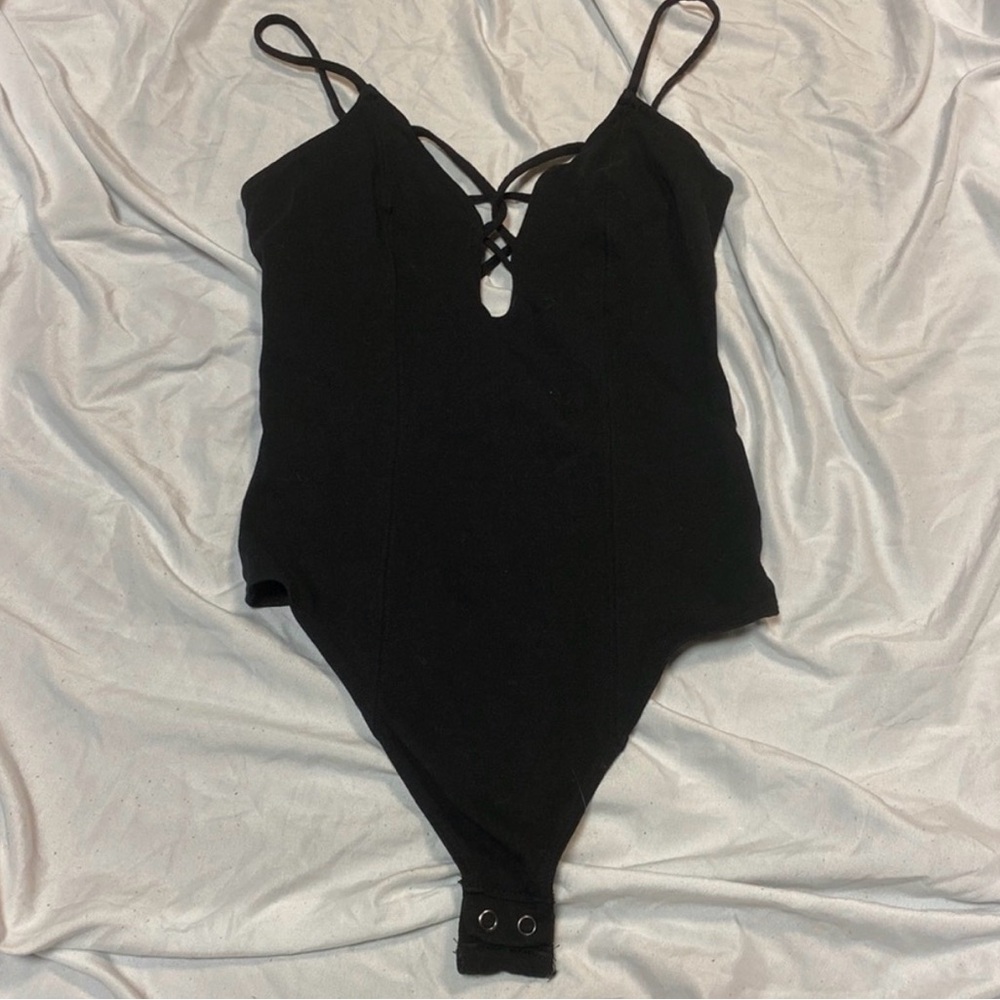 Express Black Cut Out Cotton Bodysuit - Small